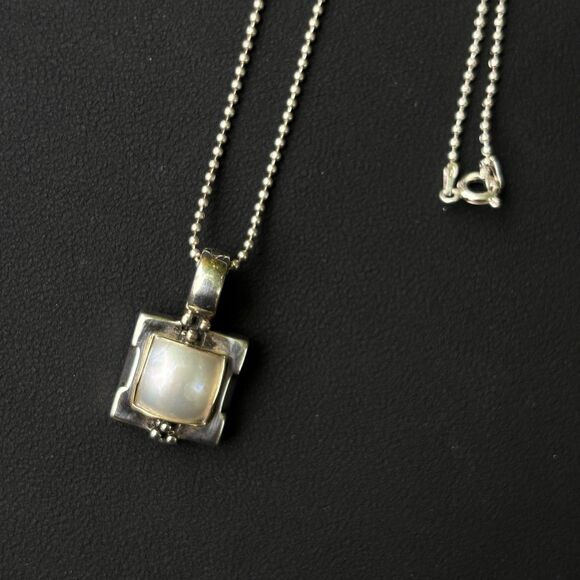 Michael Dawkins Sterling Silver Pearl Necklace & 14k/925 Mabe Pearl Pendant 40g - Picture 2 of 10